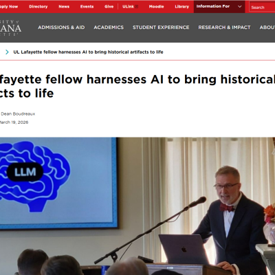https://louisiana.edu/news/ul-lafayette-fellow-harnesses-ai-bring-historical-artifacts-life