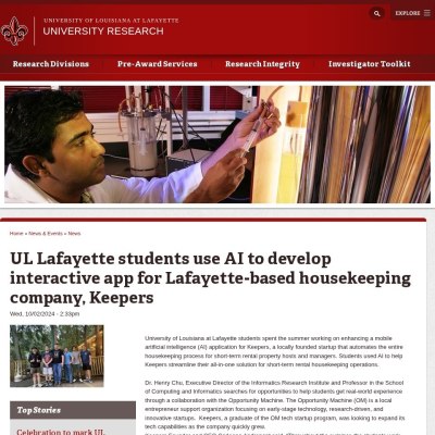 https://vpresearch.louisiana.edu/news-events/news/20241002/ul-lafayette-students-use-ai-develop-interactive-app-lafayette-based